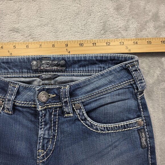 Silver Jeans Co Capri Jeans Womens 27 Blue Natsuki Thick Stitch Embroidered - Picture 8 of 11